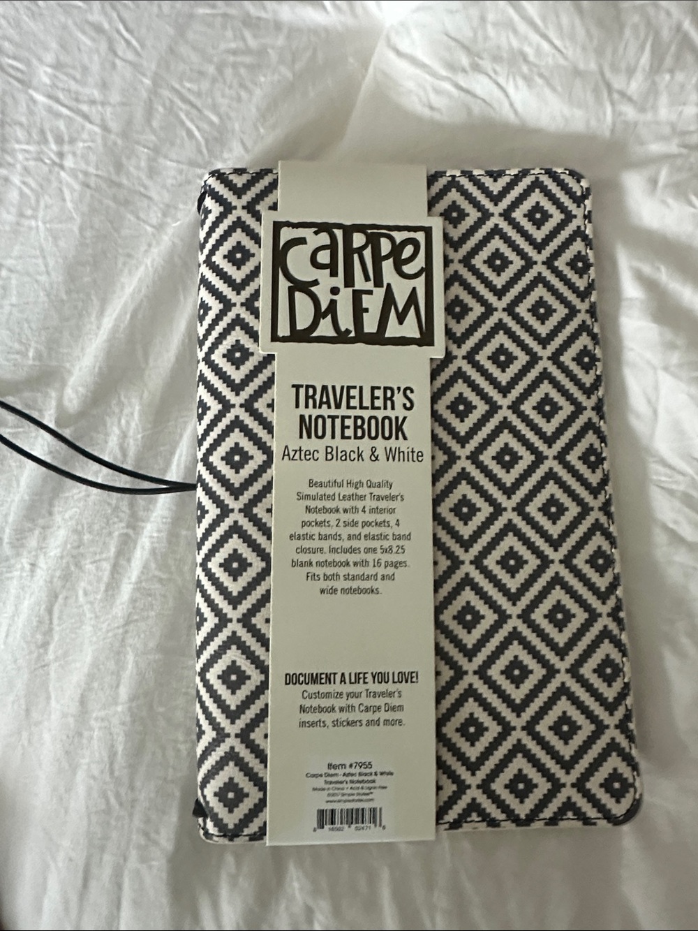 Carpe Diem Aztec Black & White Traveler's Notebook NWT